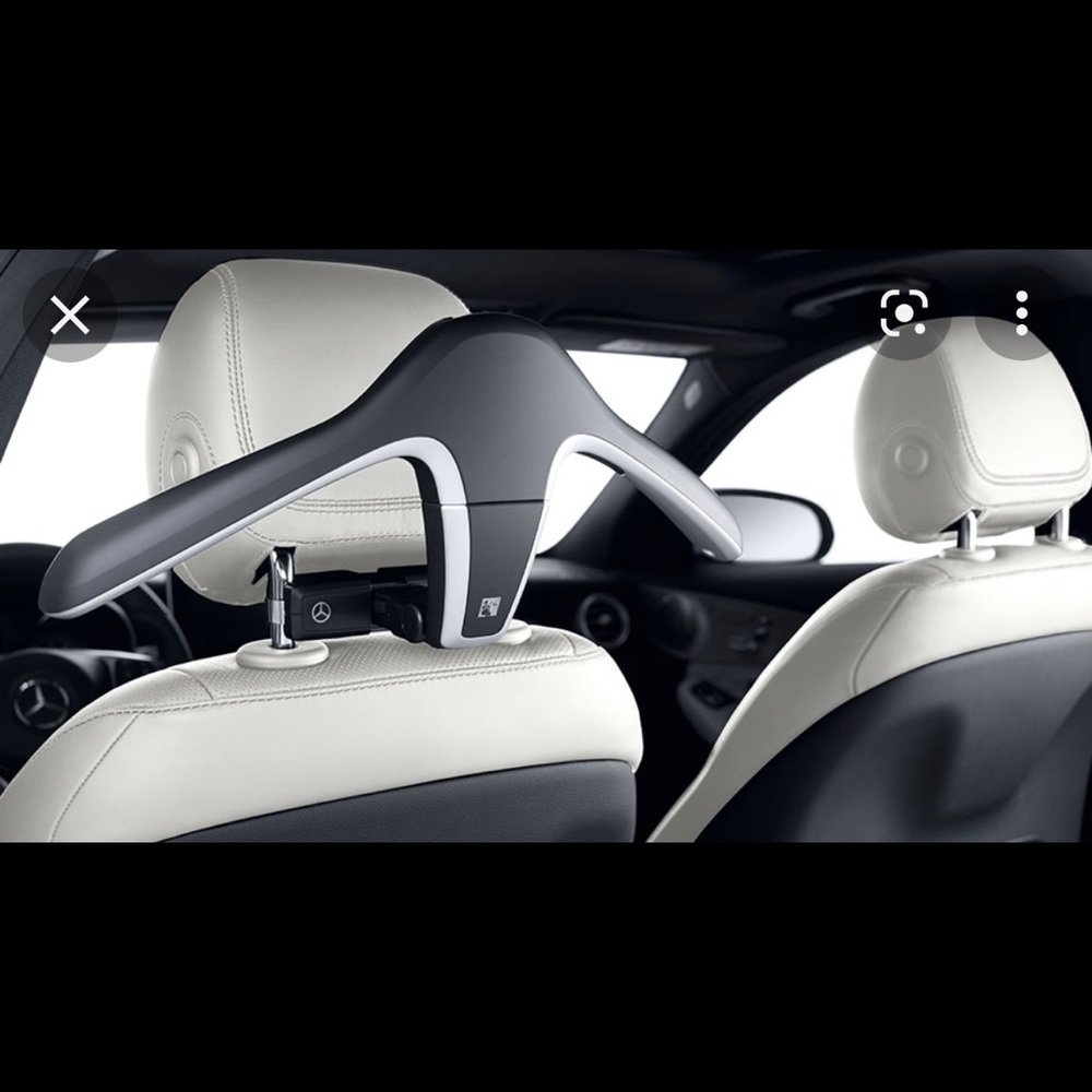 Mercedes-Benz Black and Silver Car Headrest Coat Hanger